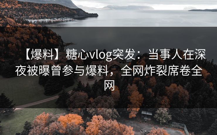 【爆料】糖心vlog突发：当事人在深夜被曝曾参与爆料，全网炸裂席卷全网