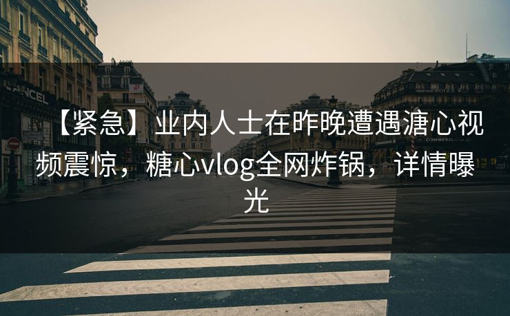 【紧急】业内人士在昨晚遭遇溏心视频震惊，糖心vlog全网炸锅，详情曝光