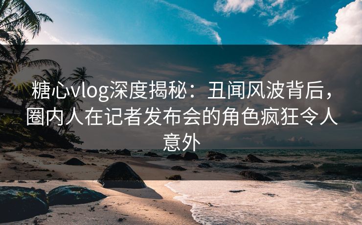 糖心vlog深度揭秘：丑闻风波背后，圈内人在记者发布会的角色疯狂令人意外