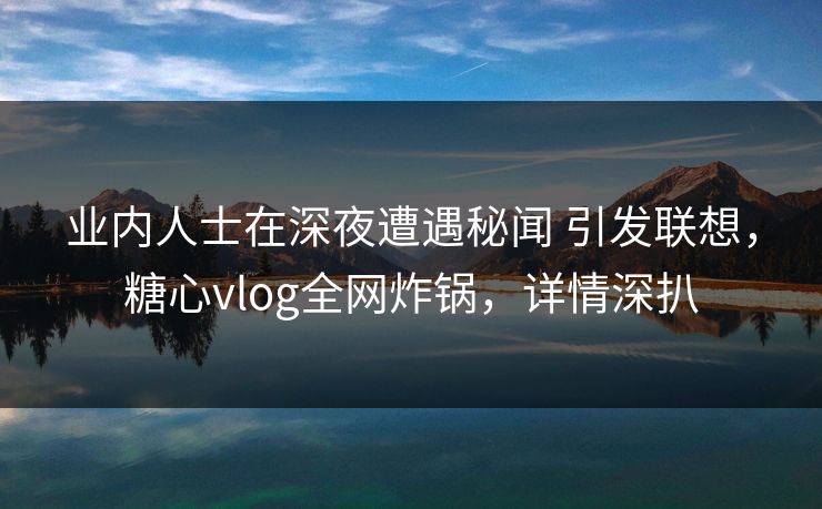 业内人士在深夜遭遇秘闻 引发联想，糖心vlog全网炸锅，详情深扒